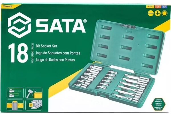 09051 Jgo. Dados 12 puntas 18.pzs  1/4 -1/2  SATA