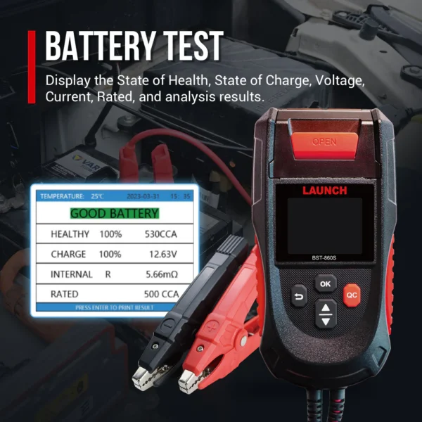 Comprobador de baterías 6, 12 y 24v con impresora LAUNCH BST860S