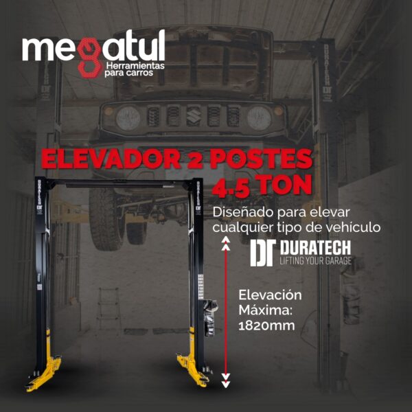 Elevador Duratech 4.5 Toneladas – Potencia, Seguridad y Respaldo al Mejor Precio