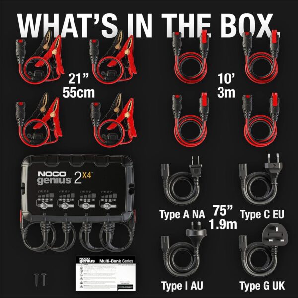 NOCO GENIUS2X4 – Cargador Inteligente de 4 Bancos (8 A Total) - Imagen 6