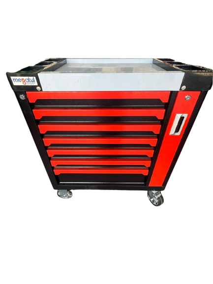 GABINETE 7 CAJONES-BANDEJA ACERO INOXIDABLE CON RUEDAS MG JS30048