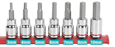 JUEGO DADOS HEXAGONALES KILOMÉTRICOS 7PCS ROJO DURATECH X00221HM