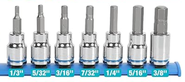 JUEGO DADOS HEXAGONALES PULGADAS 7PCS AZUL DURATECH X00221HP